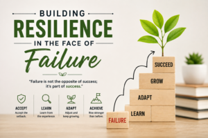 This image depicts the techniques to learn and grow your personality after facing failure with resilience.