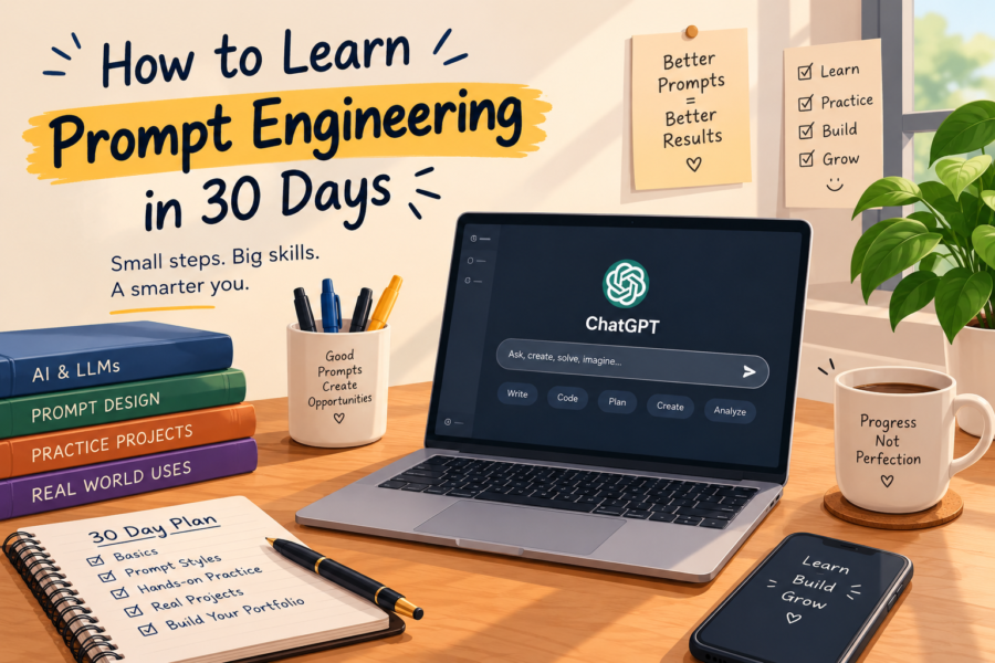 A practical 30-day roadmap to learn prompt engineering through focused practice, useful techniques, and real-world AI applications.